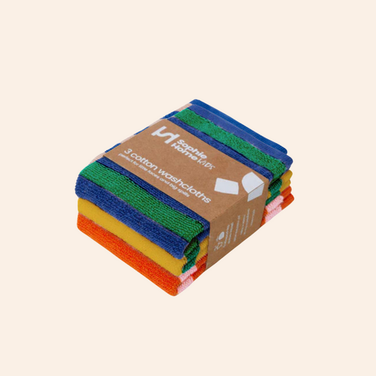 Striped Terry Washcloths - Green/Yellow/Pink