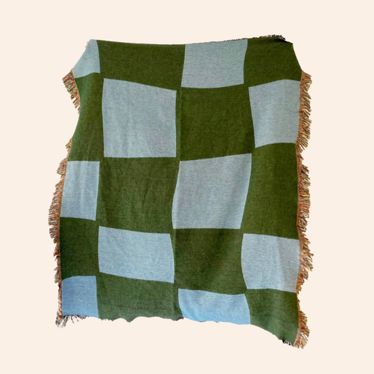 Woven Throw - Seaweed Green Check