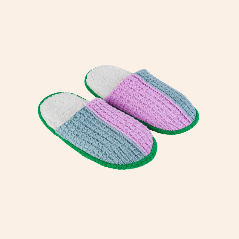 Colourblock Slippers - Stone Blue/Lilac