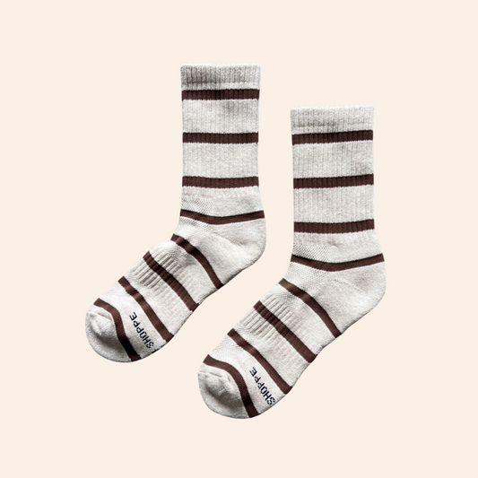 Boyfriend Socks - Flax Stripe