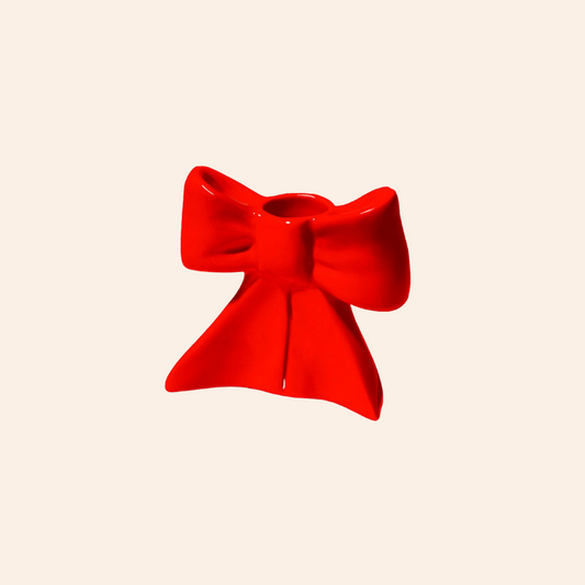 Bow Candleholder - Red