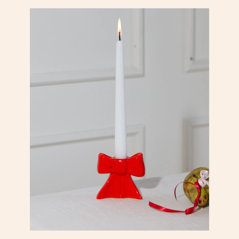 Bow Candleholder - Red