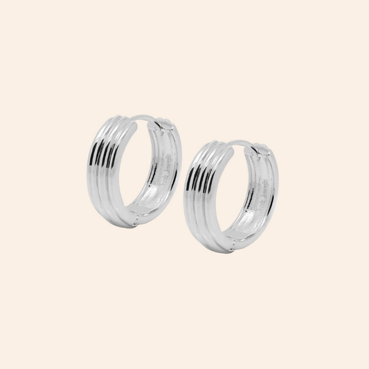 Cigar Band Chunky Hoops - Silver