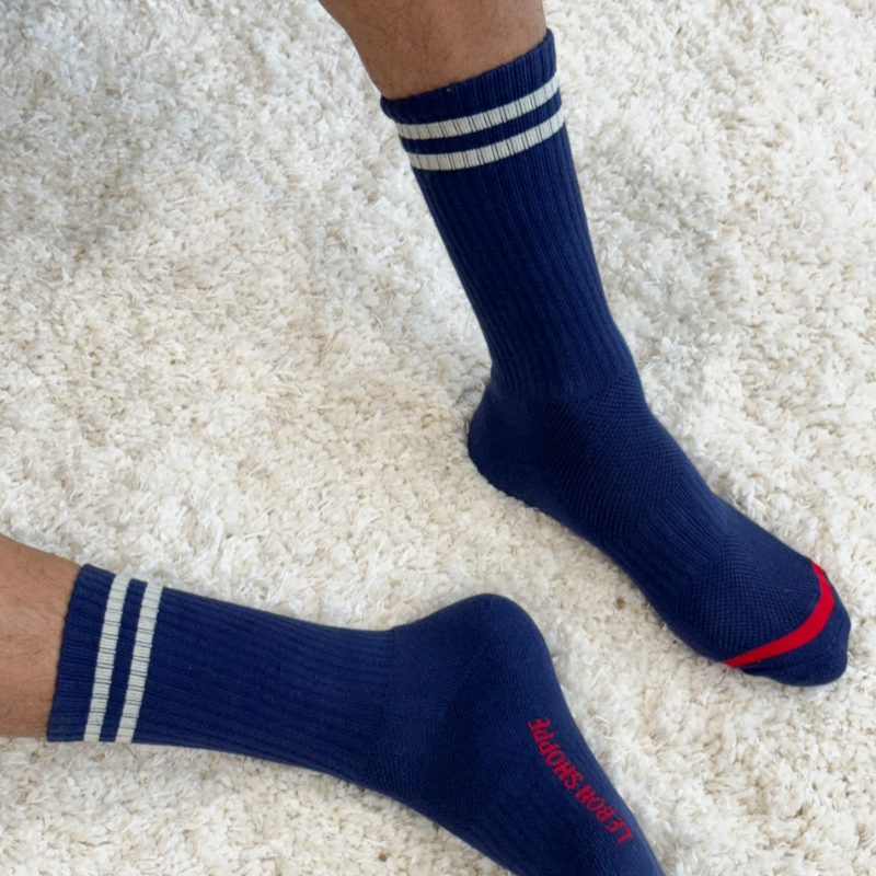 Extended Boyfriend Socks - Navy