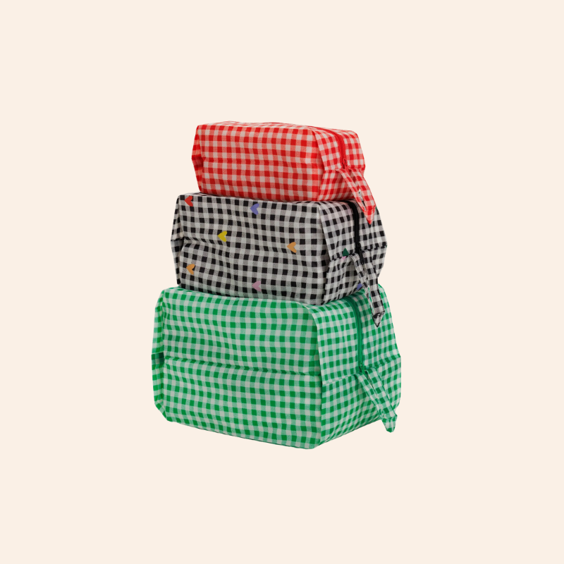 Baggu 3D Zip Set - Gingham Hearts