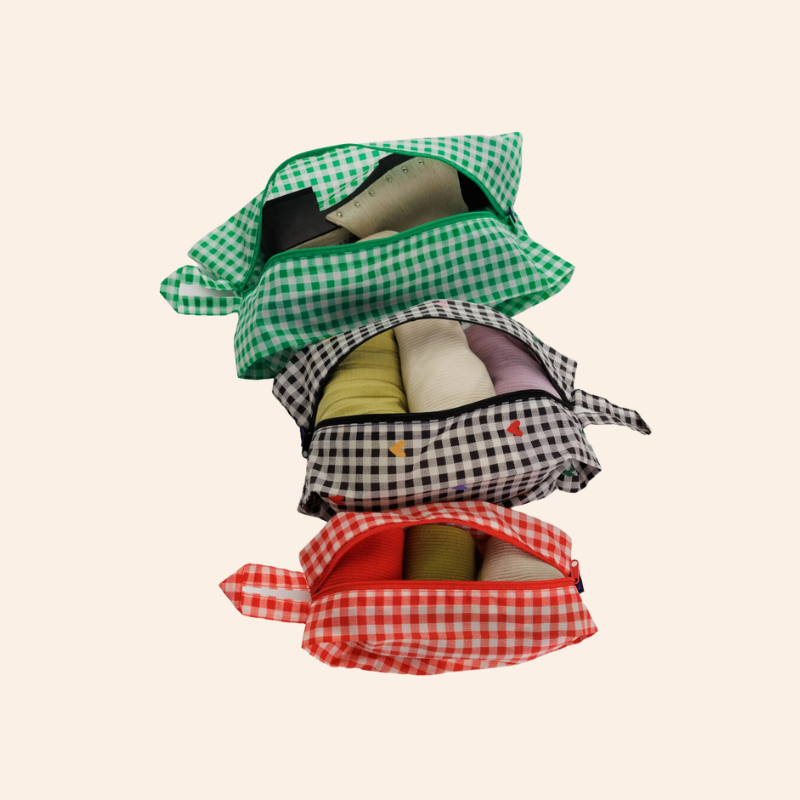 Baggu 3D Zip Set - Gingham Hearts