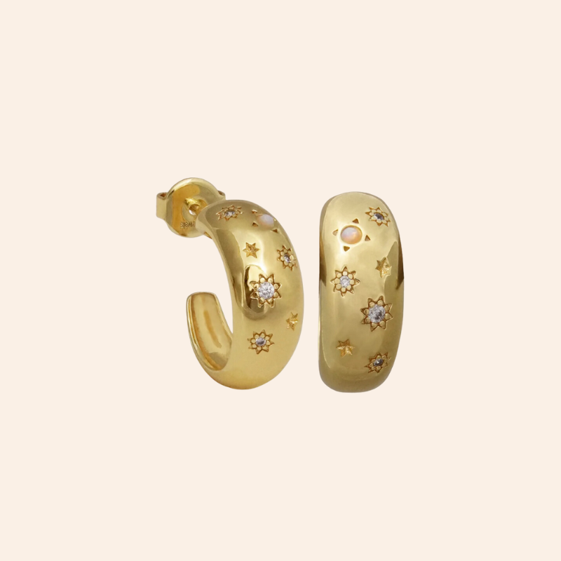 Glitter Chunky Hoops - Gold