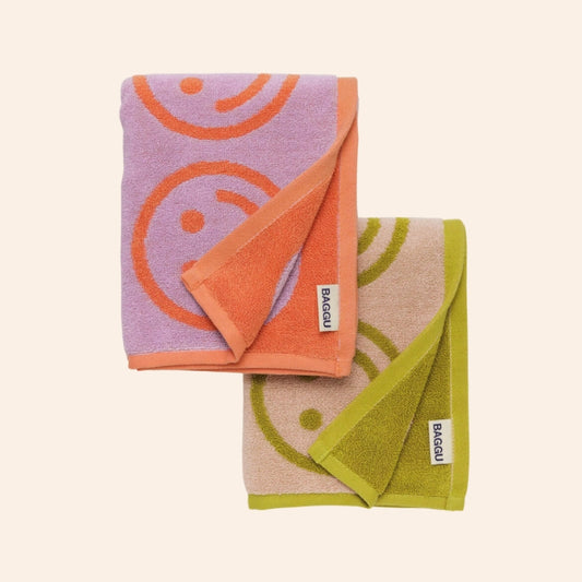 Baggu Hand Towels - Lilac Ochre Happy