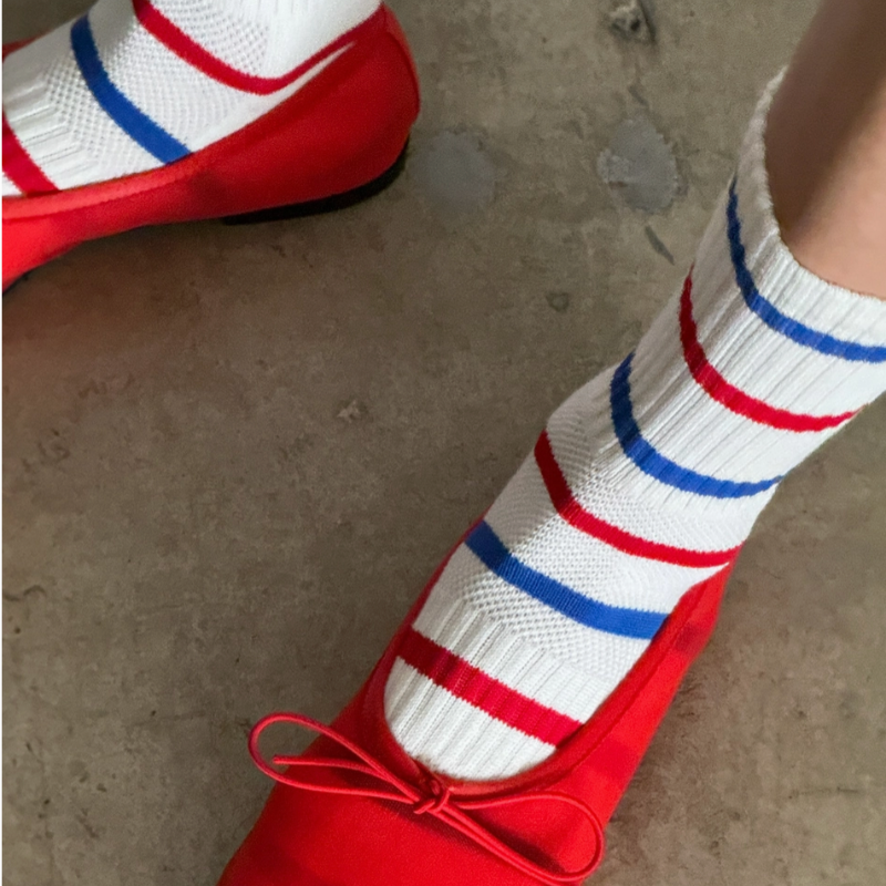 Boyfriend Socks - Red Blue Stripe