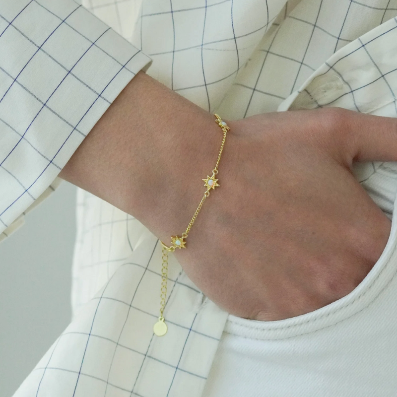 Opal Starburst Bracelet - Gold