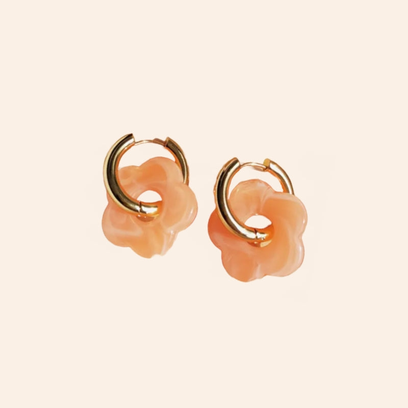 Flower Resin Hoops - Peach