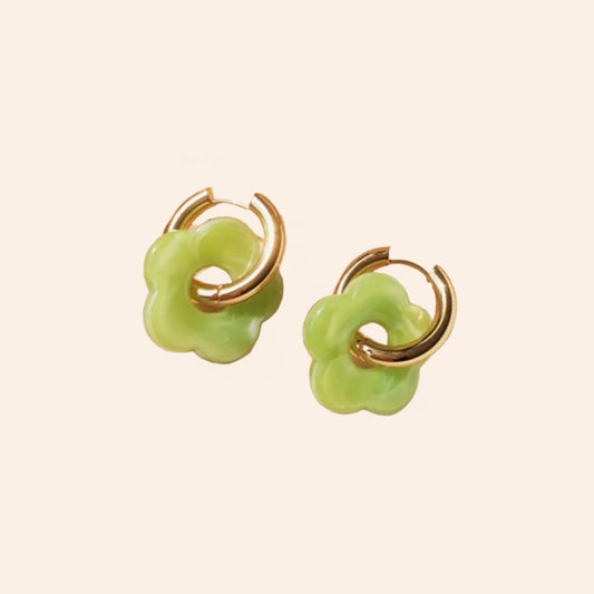 Flower Resin Hoops - Green