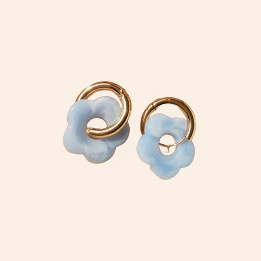 Flower Resin Hoops - Sky Blue