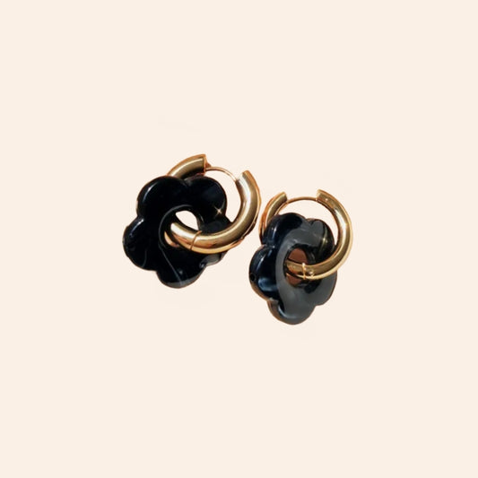 Flower Resin Hoops - Black