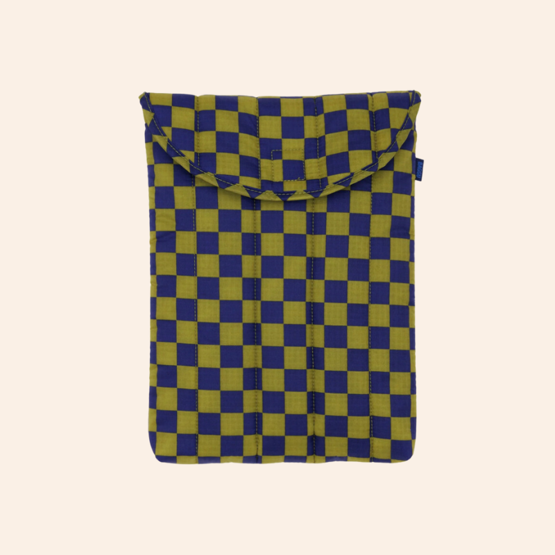 Baggu Laptop Sleeve - Pear Navy Check