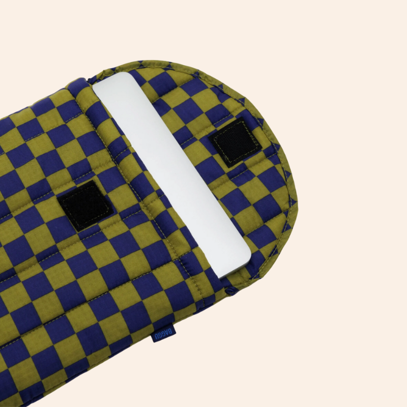 Baggu Laptop Sleeve - Pear Navy Check