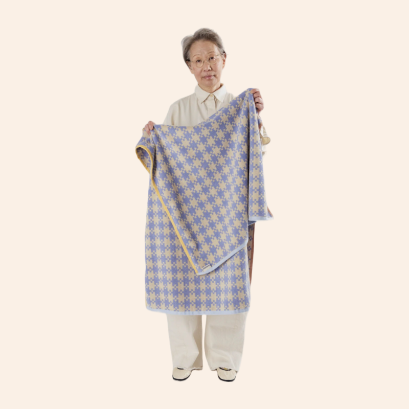 Baggu Bath Towel - Blue Pixel Gingham