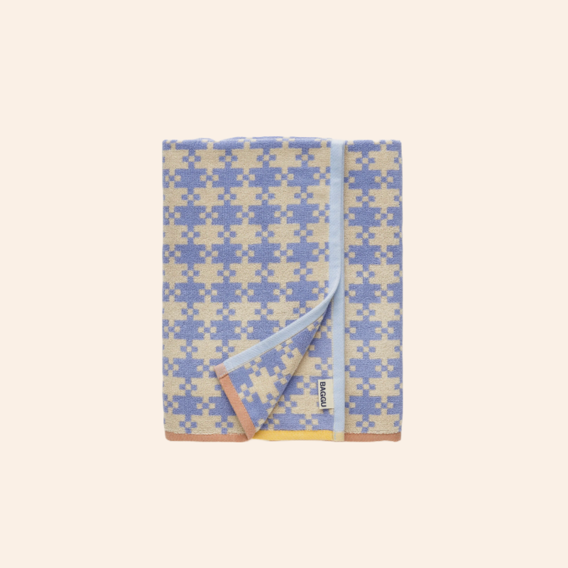 Baggu Bath Towel - Blue Pixel Gingham