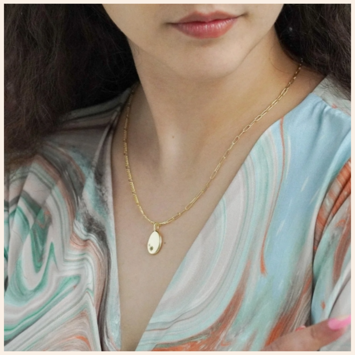 Pebble Double Chain Necklace - Gold