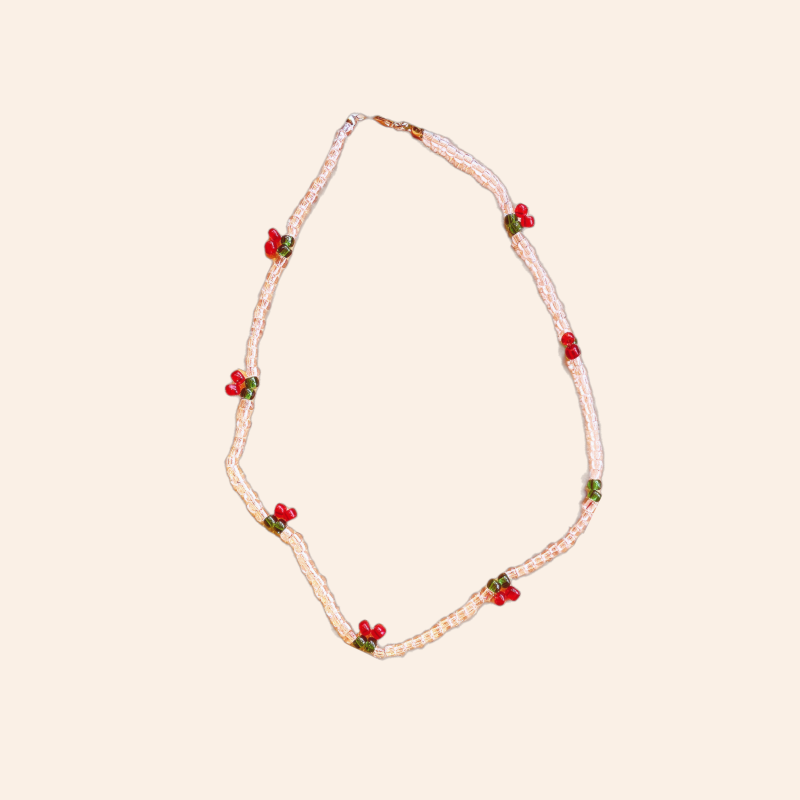 Beaded Cherry Necklace