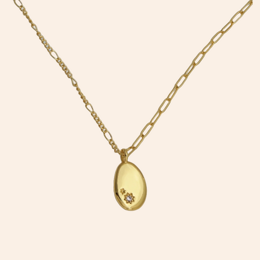 Pebble Double Chain Necklace - Gold