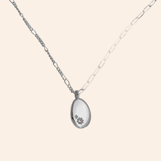 Pebble Double Chain Necklace - Silver