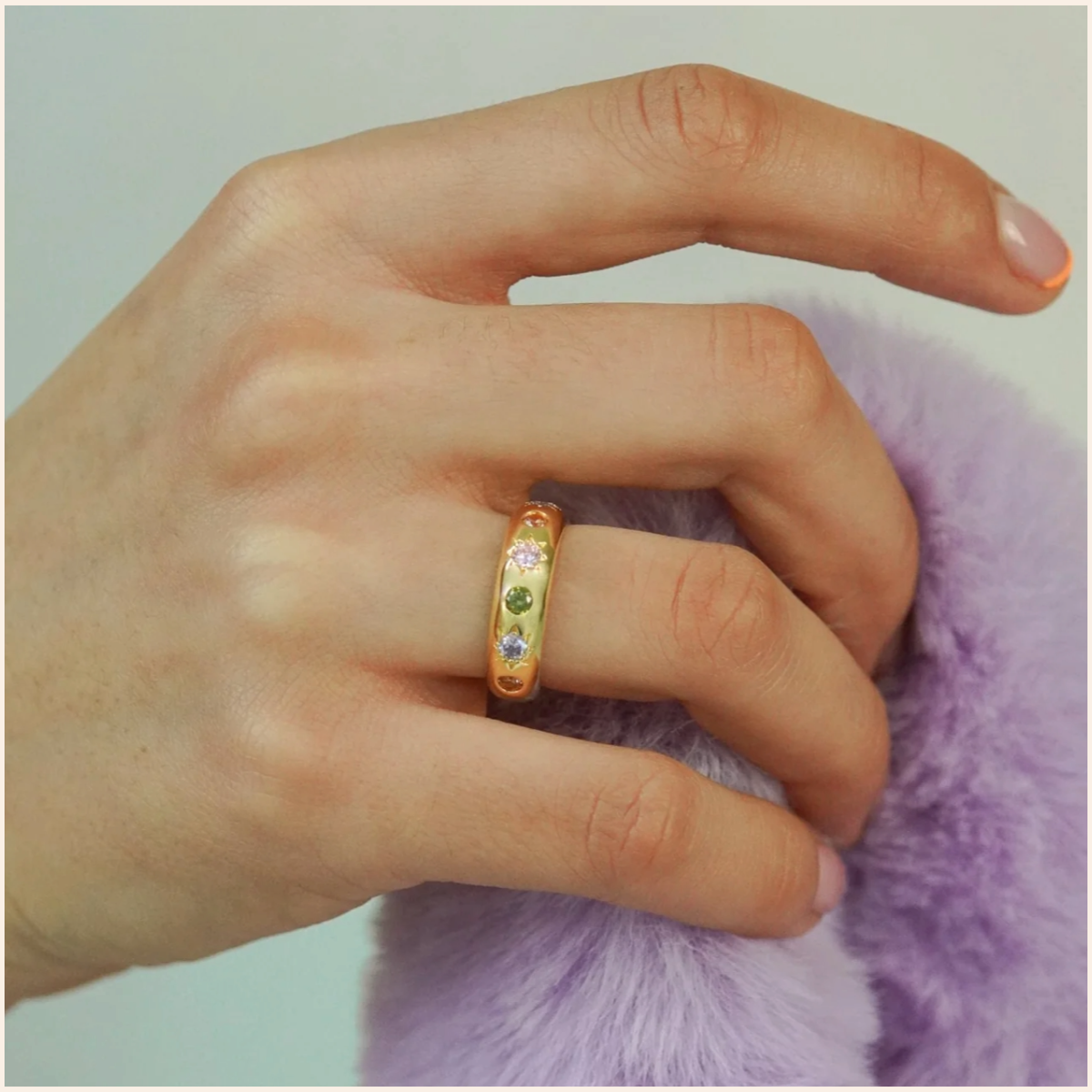 Pastel Stone Chunky Ring - Gold