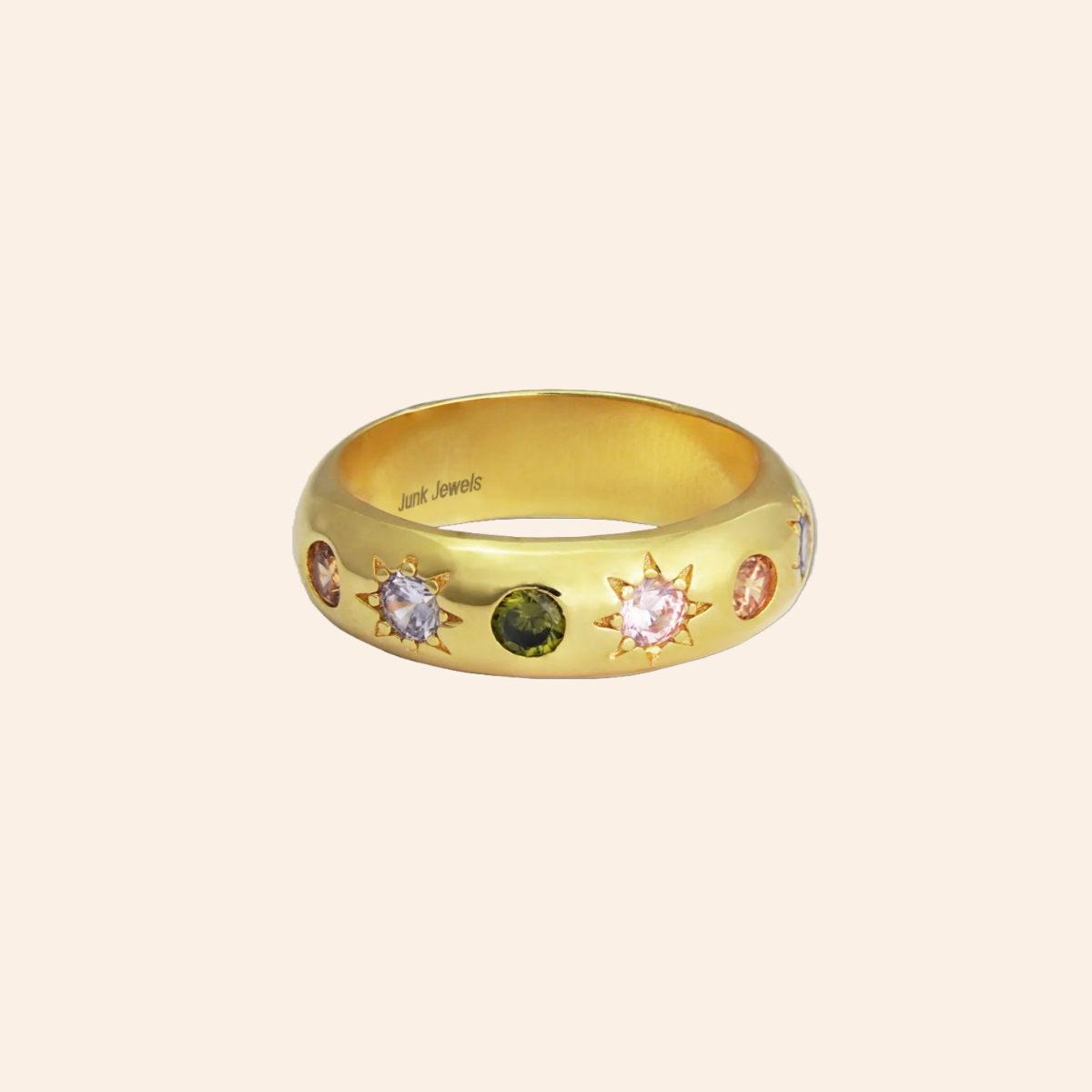 Pastel Stone Chunky Ring - Gold