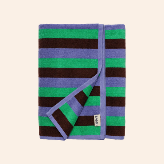 Baggu Bath Towel - Mint 90's Stripe