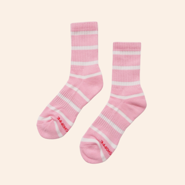 Boyfriend Socks - Pink White Stripe